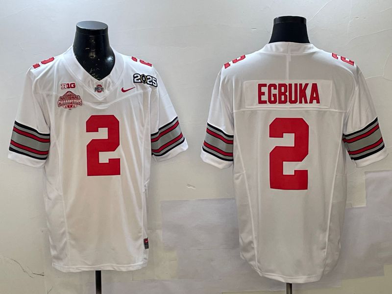 Men Ohio State Buckeyes #2 Egbuka White Three generations Nike 2025 NCAA Jersey->ncaa teams->NCAA Jersey